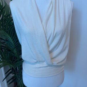 Elegant Cream Sleeveless Wrap Top